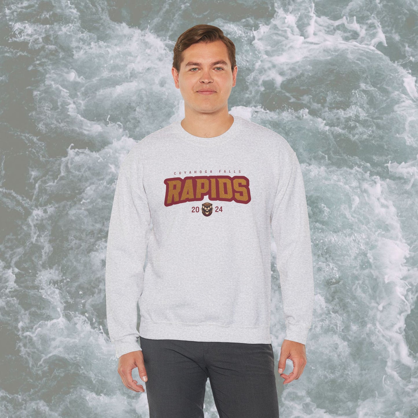 Ollie the Otter Rapids Text Unisex Crewneck Sweatshirt