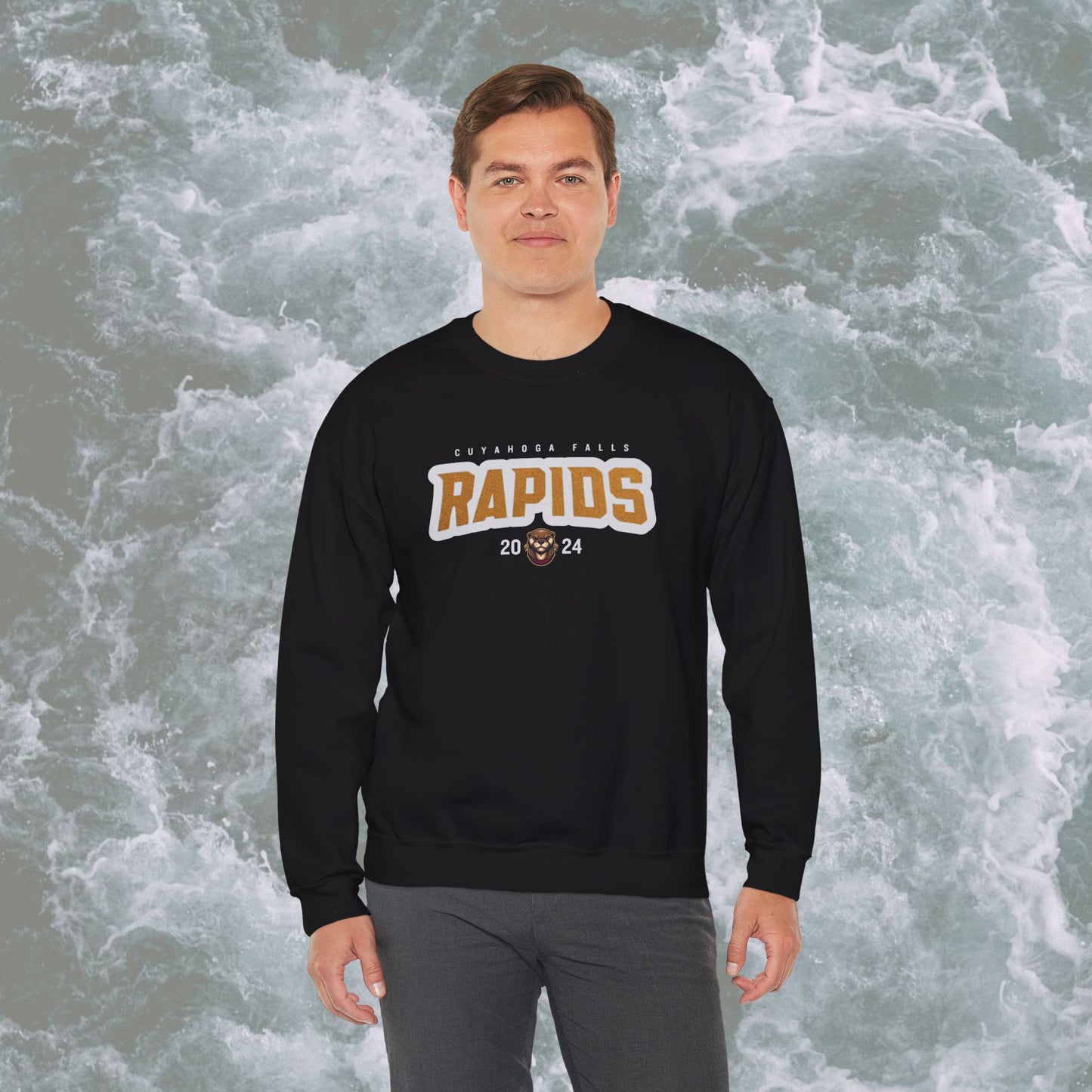 Ollie the Otter Rapids Text Unisex Crewneck Sweatshirt