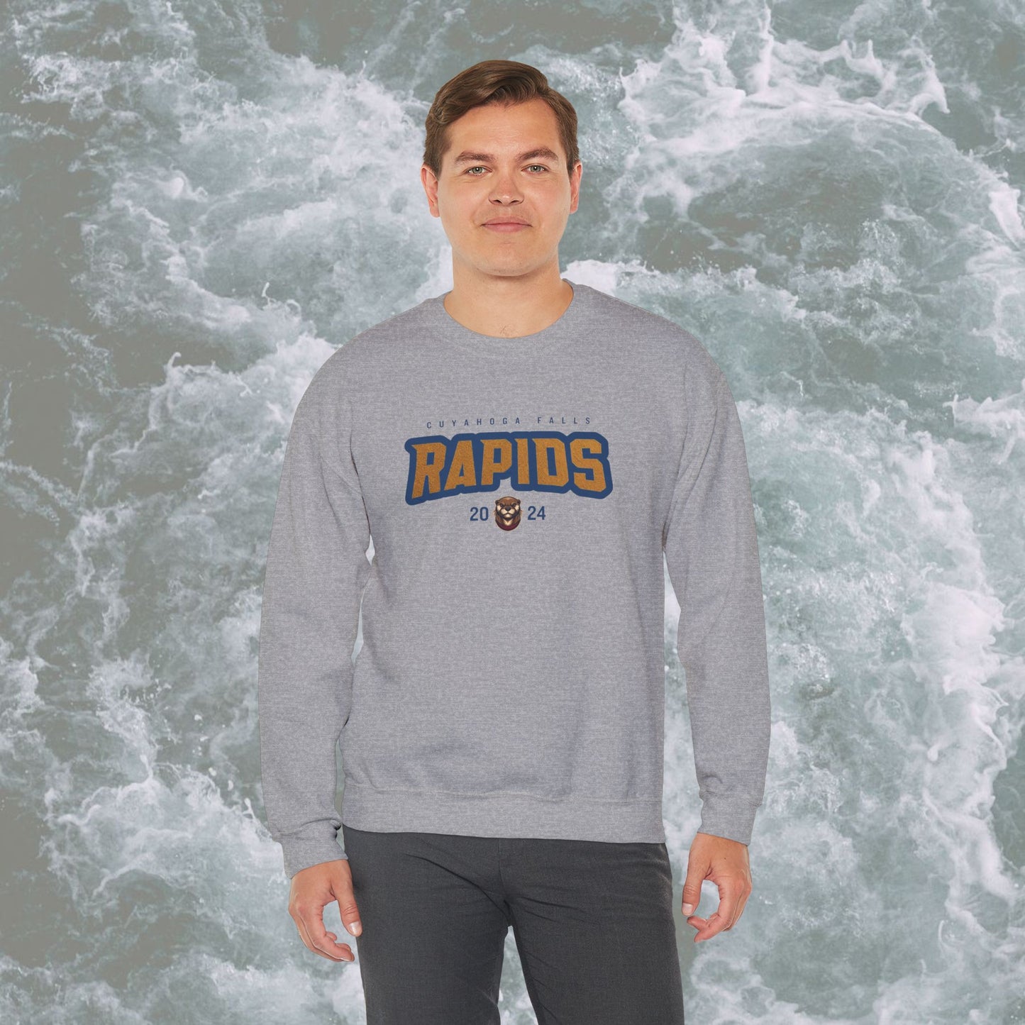 Ollie the Otter Rapids Text Unisex Crewneck Sweatshirt