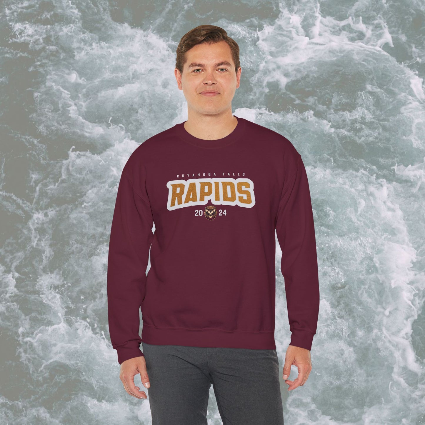 Ollie the Otter Rapids Text Unisex Crewneck Sweatshirt