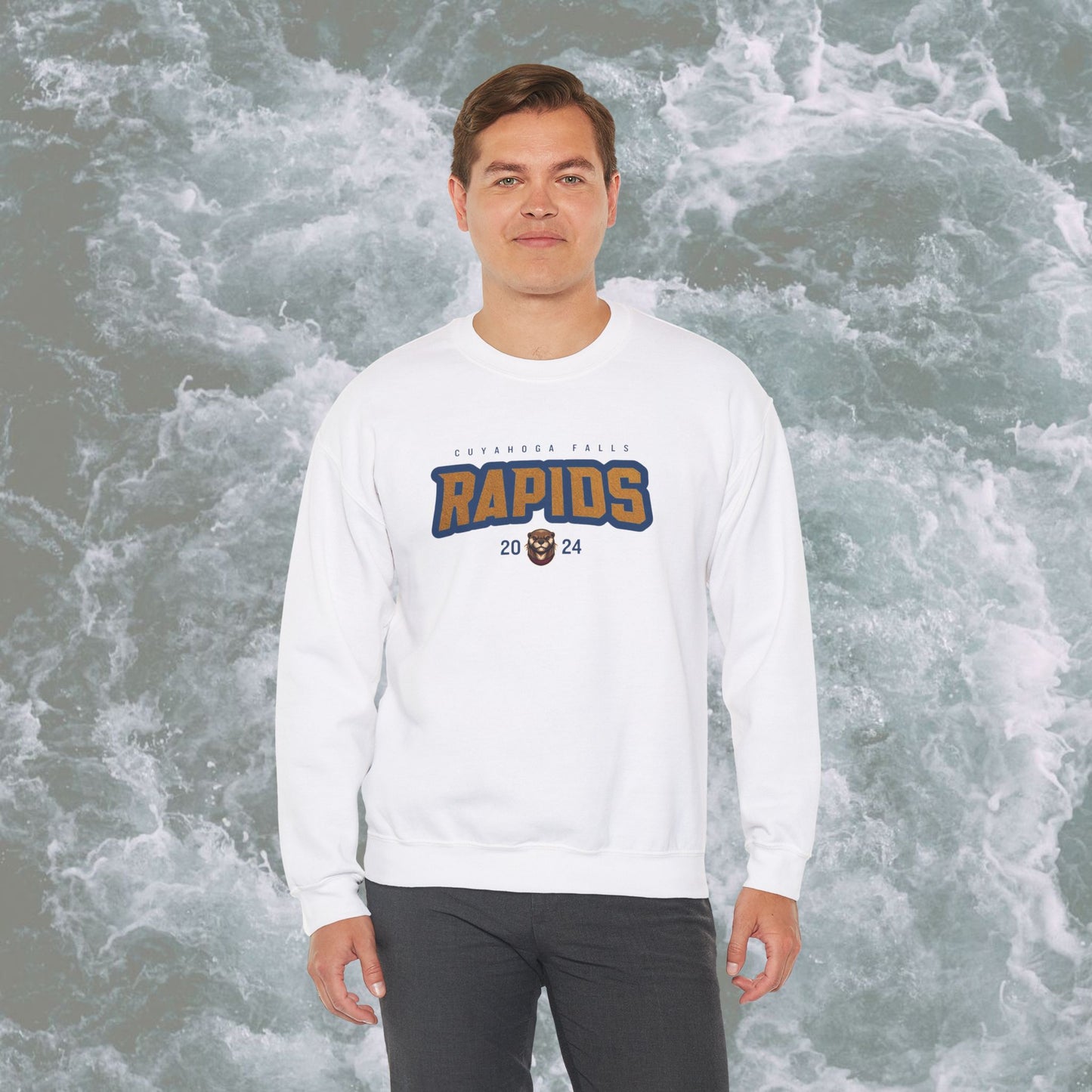 Ollie the Otter Rapids Text Unisex Crewneck Sweatshirt