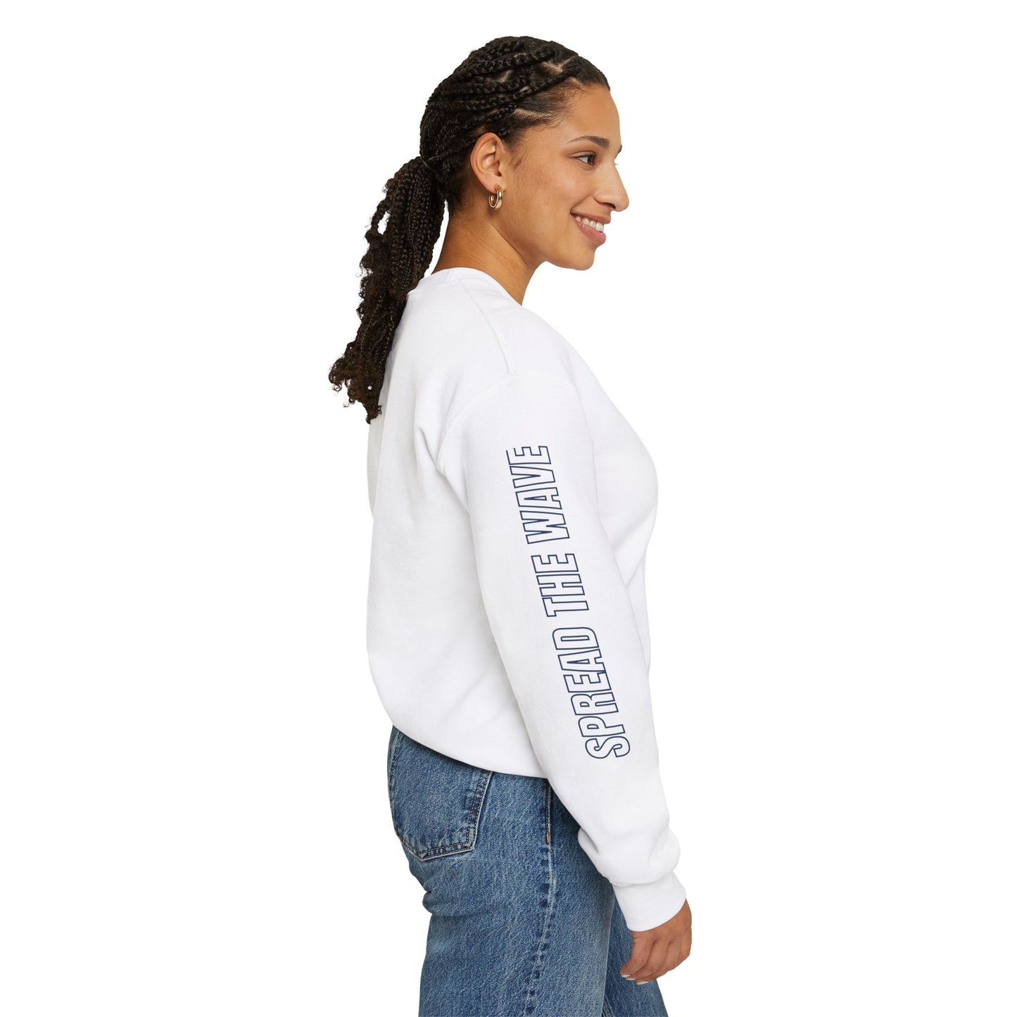 Spread The Wave Sleeve Unisex Crewneck Sweatshirt