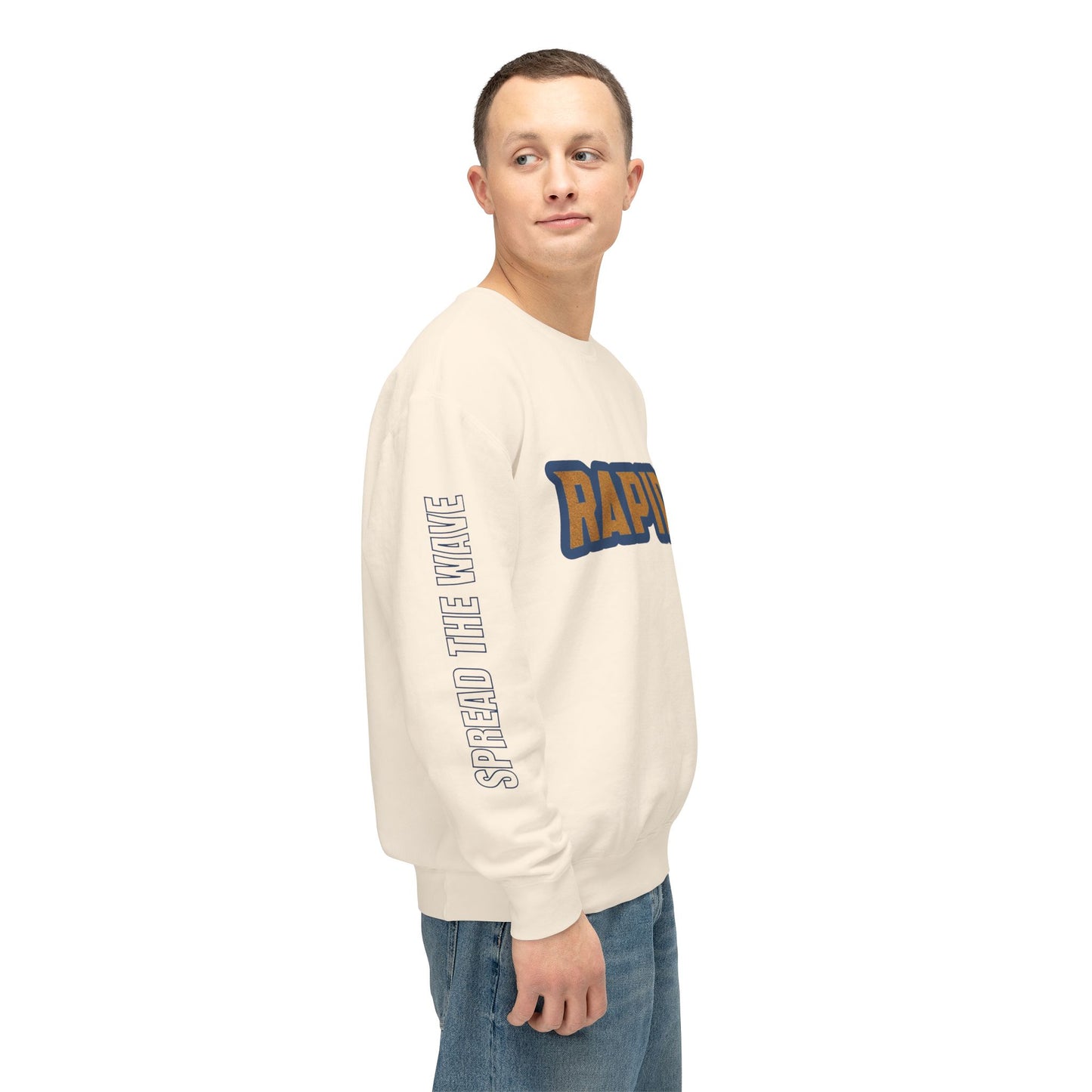 Spread The Wave Sleeve Unisex Lightweight Crewneck Sweatshirt