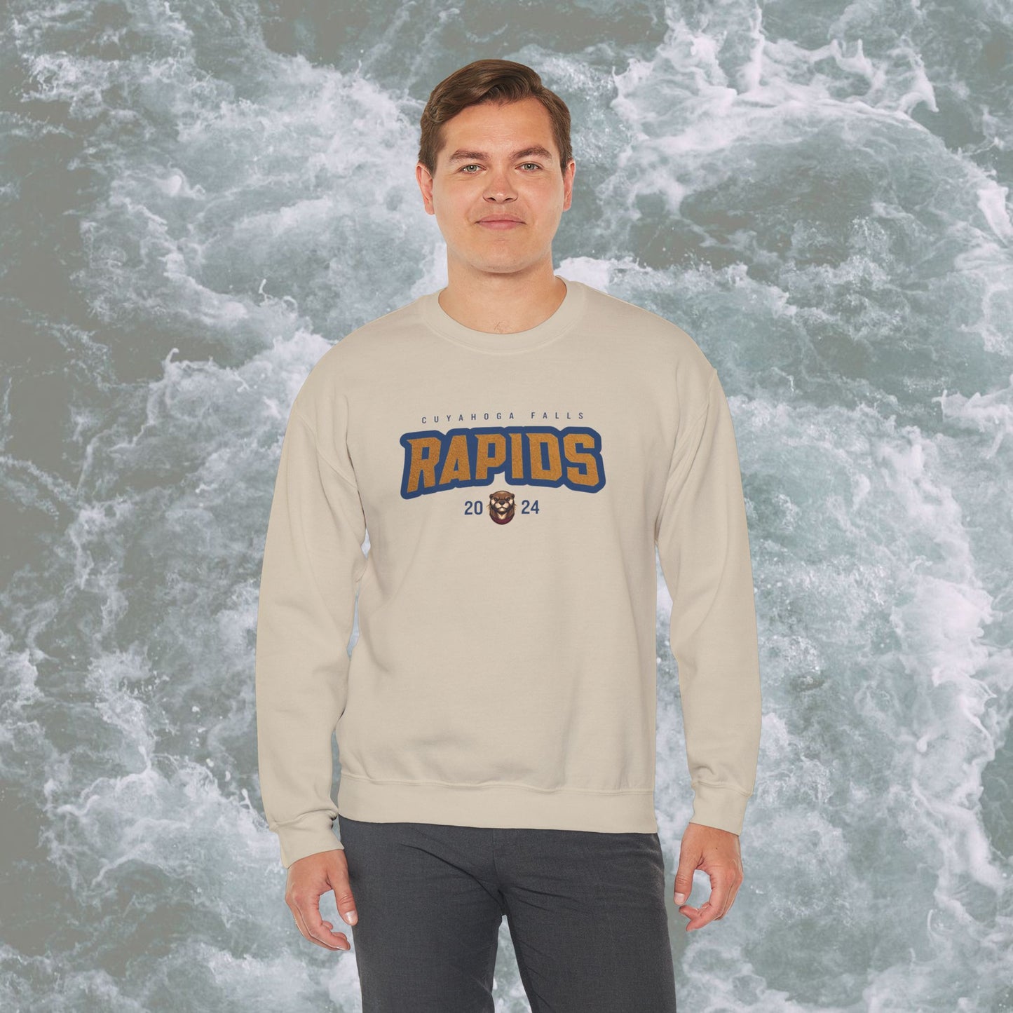 Ollie the Otter Rapids Text Unisex Crewneck Sweatshirt